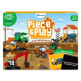 Skillmatics Floor Puzzle & Game - Piece & Play Construction Site, Jigsaw & Toddler Puzzles, Educational Toy, Gifts for Boys & Girls Ages 3, 4, 5, 6, 7 (48 Pieces, 2 x 3 feet)