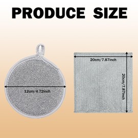 FISH DRAGATE Pack of 8 Cleaning Cloths, Two Types of Cleaning Cloths, Multi-Purpose Wire Tea Towels for Wet and Dry, Reusable Dishcloths, Tea Towels for Kitchen, Household, Pan