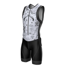 Wixen Men’s Triathlon Suit –Breathable & Padded Tri Suit for Swim, Bike & Run | Race Day Gear for Triathletes - Tattoos - M