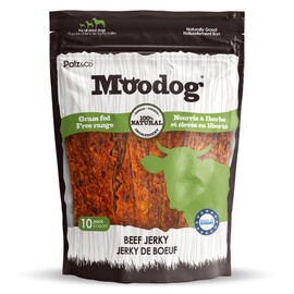 Palz&Co Moodog Beef Jerky Dog Treat Chews, 100% All Natural Beef Strip, Grain Free Healthy Treats - 10 Pack