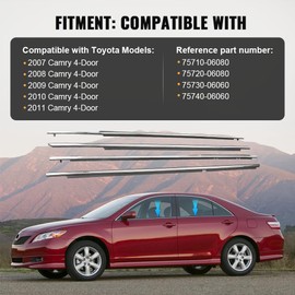 GZYF 4PCS Weatherstrips,Window Moulding Trim Seal Belt Weather Stripping for Toyota Camry 2007 2008 2009 2010 2011,Chrome