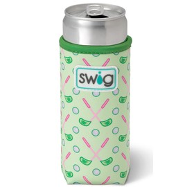 Swig Life Skinny Can Coolie, 12oz Slim Can Holder, Neoprene Insulated Cooler with Pocket, Covers for Tall Beer Bottles, Beach Accessories for Women (Tee Time)