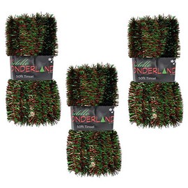 Widdle Wonderland Christmas Tree Tinsel 3 packs of 50ft x 3cm GREAT VALUE - Red and Green
