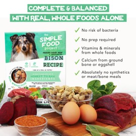 Simple Food Project - Bison Recipe - Freeze Dried Raw Food for Dogs - 24oz