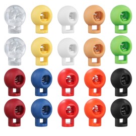20 Pcs Spring Cord Locks, Drawstring Toggles, Spring Loaded Plastic Round Toggle Stopper Cord Locks End, Sliding Cord Fastener, Cord Stopper Toggle, for Hat Straps, Bags, Shoelaces