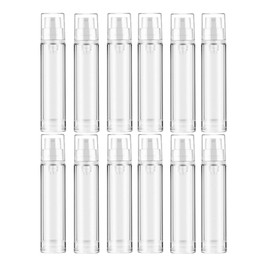 12 Jars 10ml Clear Airless Pump Bottle Cream Lotion Vacuum Container Cosmetic Foundation Sample Travel Liquid Pressure Bottle 8.5g
