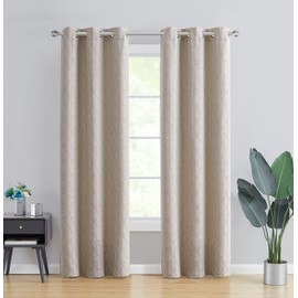 Tahari Home - Curtains, Lustrous Panel Pair with Grommet Top, Stylish Home Decor (Galene Taupe, 76" x 84")