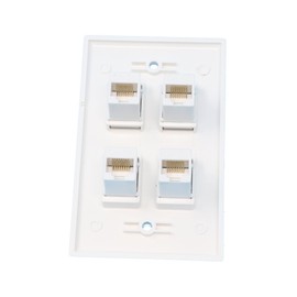 RiteAV 1 Gang 4 Port Cat5e Ethernet Wall Plate - White