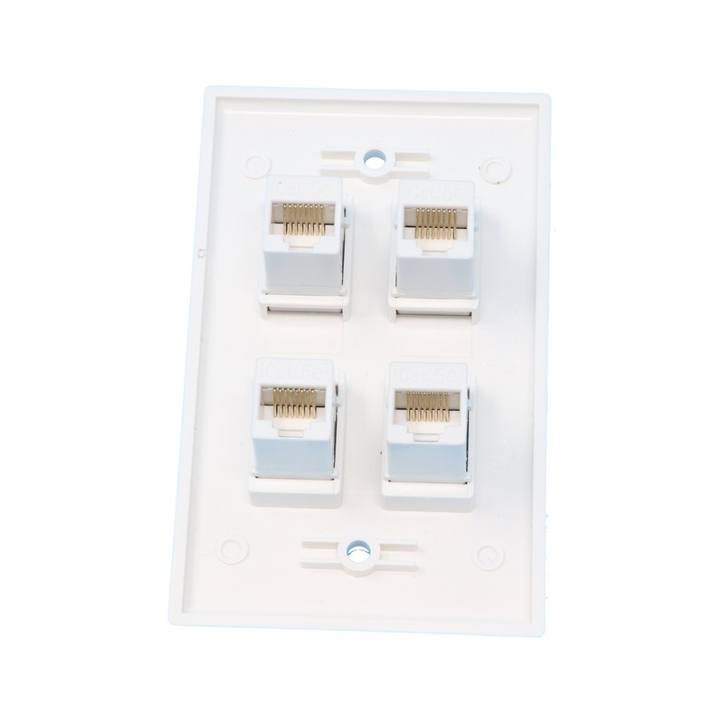 RiteAV 1 Gang 4 Port Cat5e Ethernet Wall Plate -