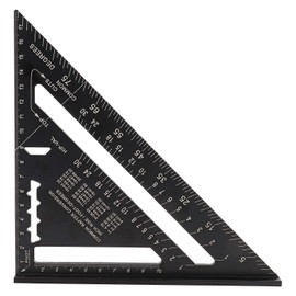 QANYEGN 7 Inch Speed Square, Aluminum Alloy Black Triangle Angle Protractor, Roofing Triangle Angle Protractor for Roofing Projects(Metric System)