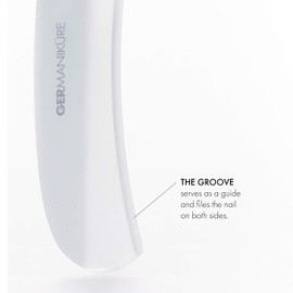 GERMANIKURE Gray Glass Moonfile in Suede Case, Ethically Made in Czech Republic, Easy Guided Nail File