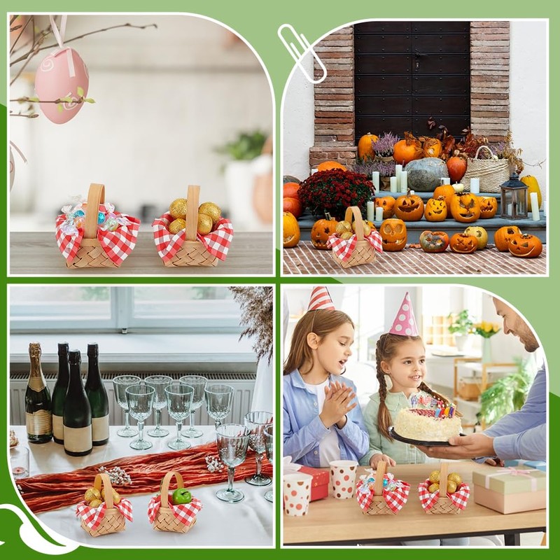 INTERWARM 24Sets Mini Woven Baskets with Handles Bulk, Mini Picnic