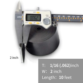 DOBTIM Neoprene Rubber Strips 1/16 (.062)" Thick X 2" Wide X 10'Long, Solid Rubber Rolls Use for Gaskets DIY Material, Supports, Leveling, Sealing, Bumpers, Abrasion, Flooring, Black