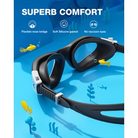 ZIONOR G1MINI Children's Swimming Goggles Polarised / Non-Polarised Comfortable Children's Swimming Goggles Anti Fog UV Protection Swimming Goggles for Girls and Boys (Years 6-14)