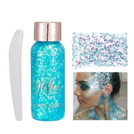 Body Glitter Gel for Nail, Face, Eye, Lip, Hair - Intense Chunky Sparkling Makeup for Women - Rave Festival Accessories - Blue 06