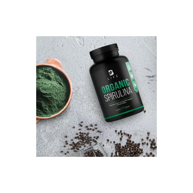 Espirulina Organica De 300 Cáps 500mg Alga Spirulina. B Life
