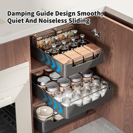 weykings Pull out Cabinet Organizer,Nano adhesive fixing without harming cabinets,Slide out drawer storage rack for plates and spice bottles in kitchen and living room,12.2" W *16.9" D* 2.75" H