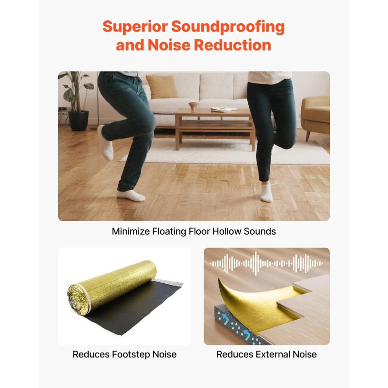 Gold Floor Underlayment 3mm Roll 200 Sq Ft Vapor Barrier
