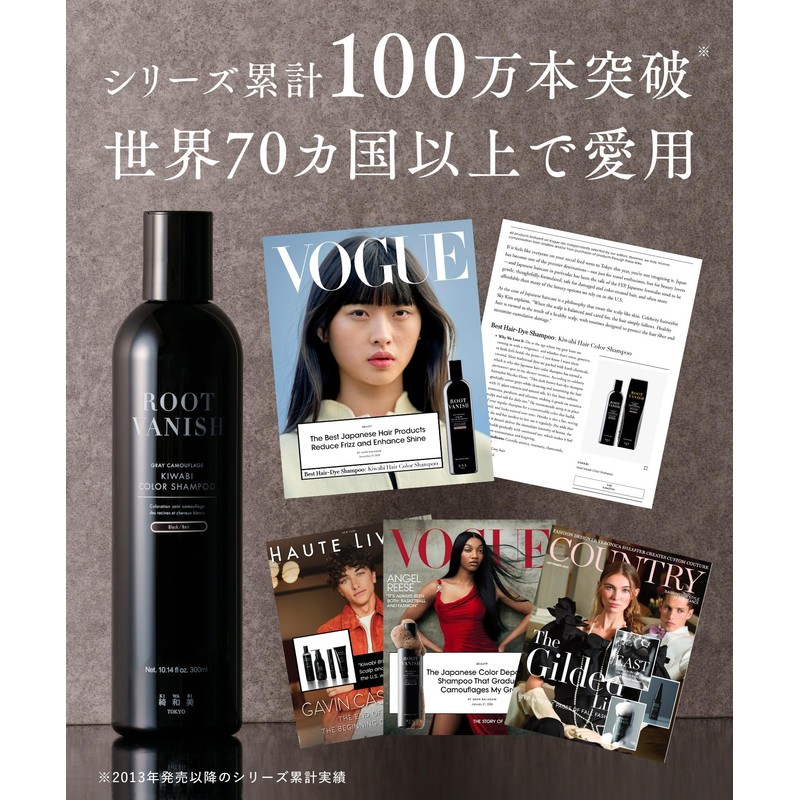 KIWABI Gray Hair Dyeing Shampoo Dark Brown 2-Piece Set Color
