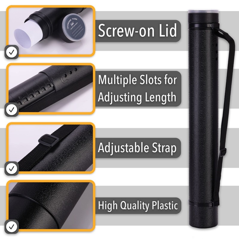 Mr. Pen- Poster Storage Tube with Strap, 25"-40" Extendable for