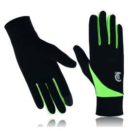 COLOURLINX Winter Gloves Running Thermal Liner Gloves Anti-slip Touchscreen Gloves for Men Women Sport Walking Riding Driving Cycling Warm Gloves (Black/Green, M)