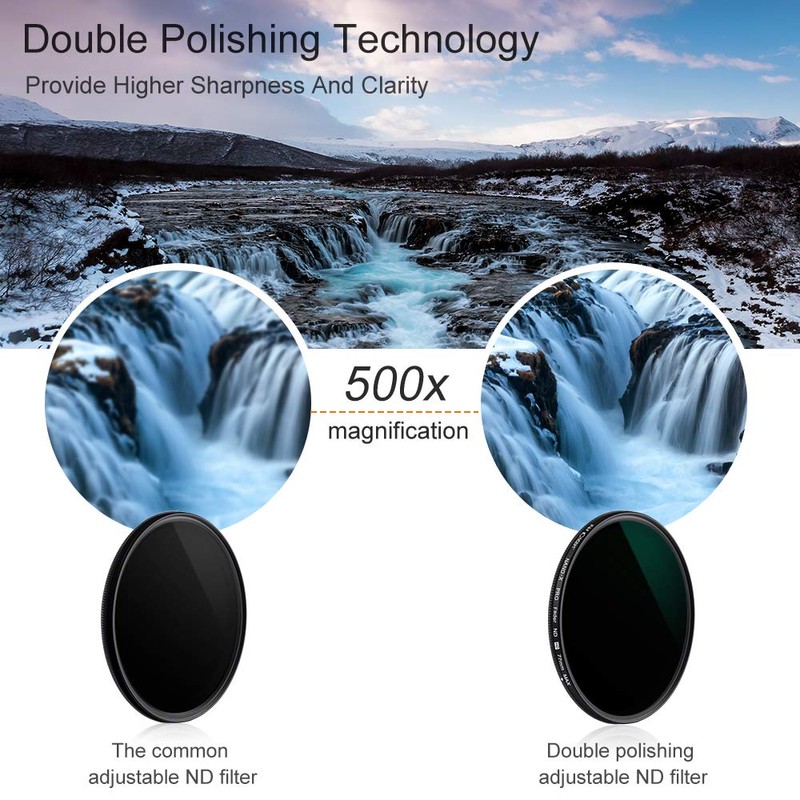 K&F Concept 82mm ND2-ND512 Adjustable 8-Stop Variable Neutral Density Filter