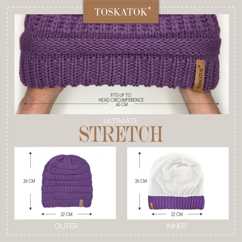 TOSKATOK Ladies Warm Slouch Knit Winter Beanie Hat with Supersoft