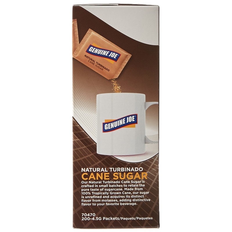 Genuine Joe Turbinado Natural Cane Sugar Packets (200 per Box)