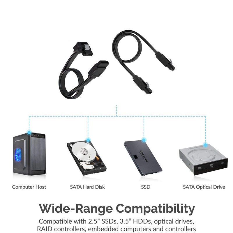 qintxgrtysen SATA Cable III, 4 Pack SATA Cable III 6Gbps