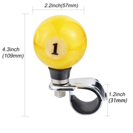 Arenbel 1 Billiard Steering Wheel Spinner Knob Car Turning Booster Assist Grip Handle Fit Most Vehicles Trucks Boats, Yellow