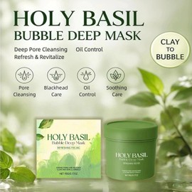 Holy Basil Bubble Deep Mask PHA Mascarilla Burbujeante Limpieza Poros 1 pack Ácido lactobiónico exfoliación suave limpieza profunda piel suave control grasa cuidado diario