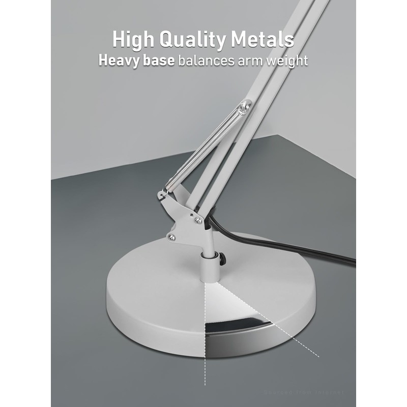 TORCHSTAR Tall Swing Arm Desk Lamp with Wooden Accent, Adjustable