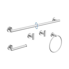 Evolvegoods Chrome Bathroom Accessories Set, SUS304 Stainless Steel 5 Pieces Bathroom Hardware Set, 26 Inch Bath Towel Bar Set, 2 Towel Hooks, Toilet Paper Holder, Towel Racks for Bathroom