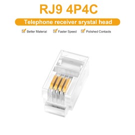 Uvital 20 Pack RJ9 4P4C 4P2C Plug, Standard Telephone Handset Modular Plugs Male Connectors Transparent Color Jack Crimp End Crimper