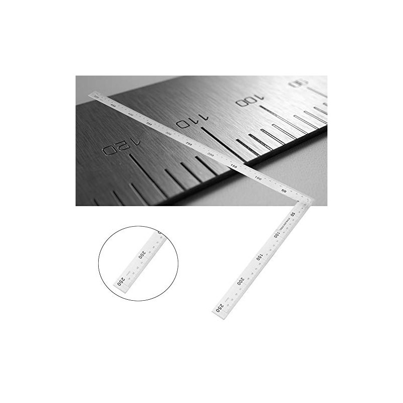 Oumefar Regla cuadrada de metal de acero inoxidable en forma