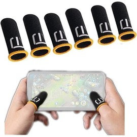 3 Pair Black Patterns Gaming Finger Sleeves Breathable Fingertips Gameler Sweatproof Games-Slip Thumb GR9l5 Gloves for Mobile, Cell Phone Gaming Finger Sleeves, Finger Sleeves