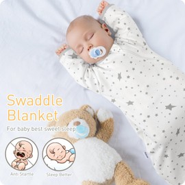 Transitional Swaddle Sack with Arms Up Length Sleeves and Mitten Cuffs, 2 Ways Zipper Sleeping Bag, Wearable Swaddling Blanket for Newborns Baby Boys Girls Sleep Sacks Snug Fit Calms Startle Reflex
