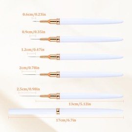 Nivofu Juego de Pinceles de Uñas para Delineador, Pinceles para Pintar Uñas, Pinceles Nail Art Liner Detalles Finos, 5/8/12/20/25mm Pincel Fino para U