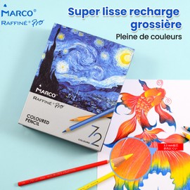 MARCO Colouring Pencils - 72 Oil-Based Colouring Pencils, Non-Slip Soft Surface, High Break Resistance, Intense Colours, Hexagonal Size, Art Students 7100por
