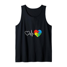 Heartbeat - Autism Awareness Puzzle Heart Tank Top