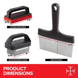 15-Piece Griddle Cleaning Kit, 10 Scouring Pads, 2 Grill Stone Bricks, 1 Indoor Grill Scraper, 2 Handles, Griddle Cleaner Kit for Blackstone & Weber BBQ Flat Top, Griddle Cleaning Accessories