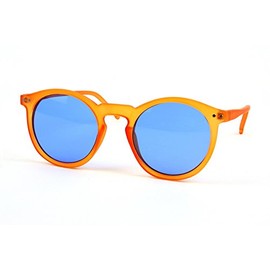 Pop Fashionwear Retro Round Matt Orange Frame Blue Lens