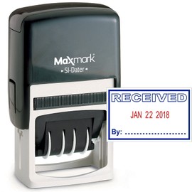 MaxMark Office Date Stamp with Received Self Inking Date Stamp - Blue/RED Ink