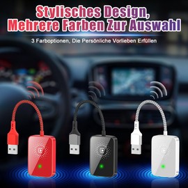 WODHMIEY Wireless Adapter, 10 Metre Range, Plug and Play, 5.0 GHz, Fast Transmission with Voice Control Functions, Compatible with Over 98% Car For, Only Suitable