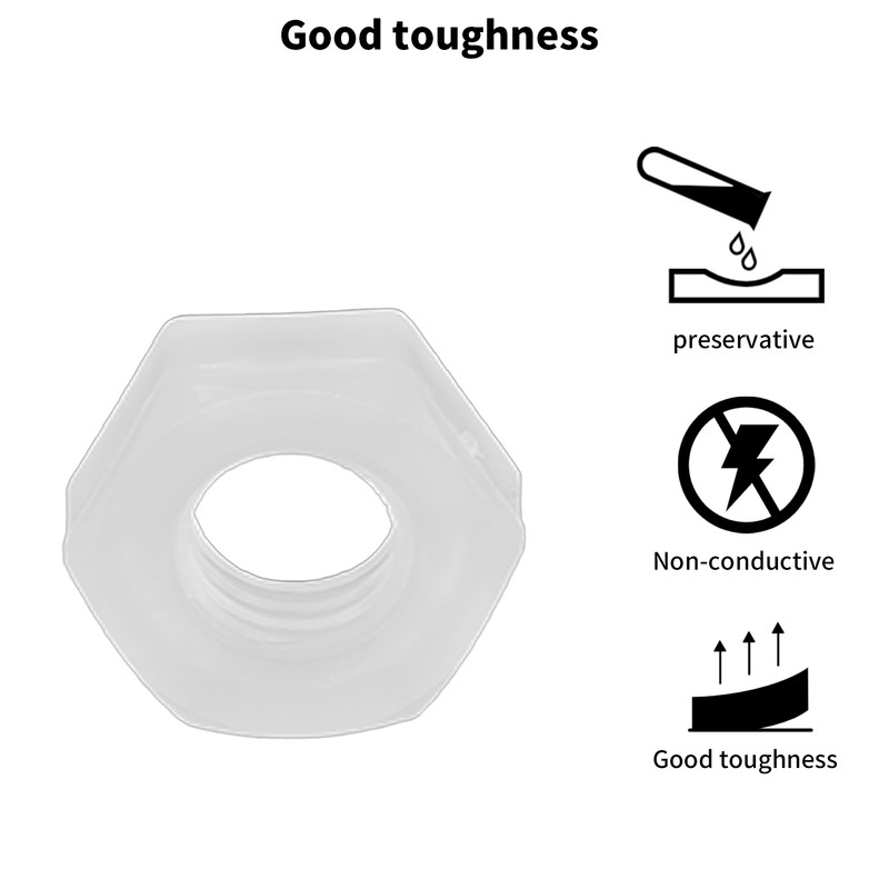 50Pcs Hex Nuts Plastic Environmental Protection Corrosion White Resistance Hexagonal
