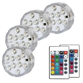 KIKOMO Submersible LED Lights with Remote, 13 Colors 4 Modes Battery Operated Underwater LED Light Pucks for Pool Hot Tub Bathtub (4 Packs)
