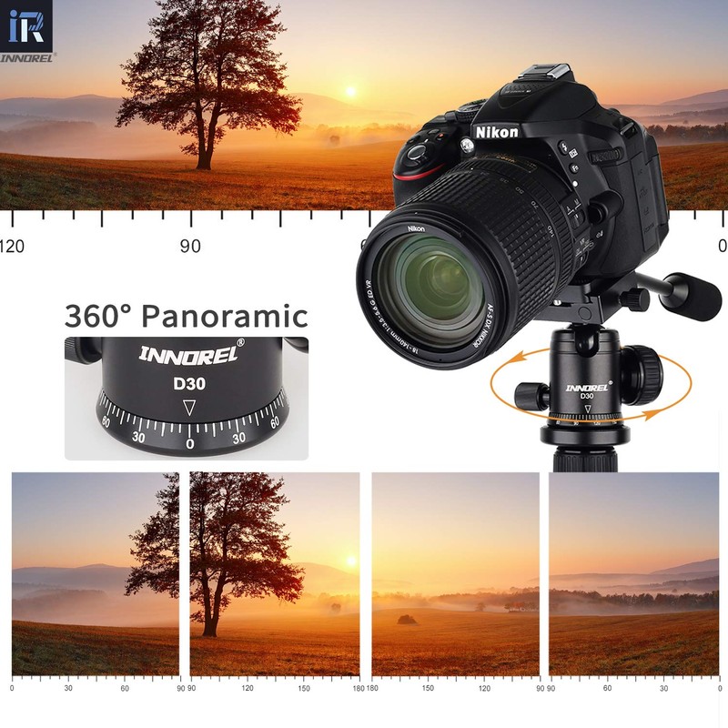 INNOREL D30 Tripod Ball Head with Handle, 360° Panoramic Ballhead