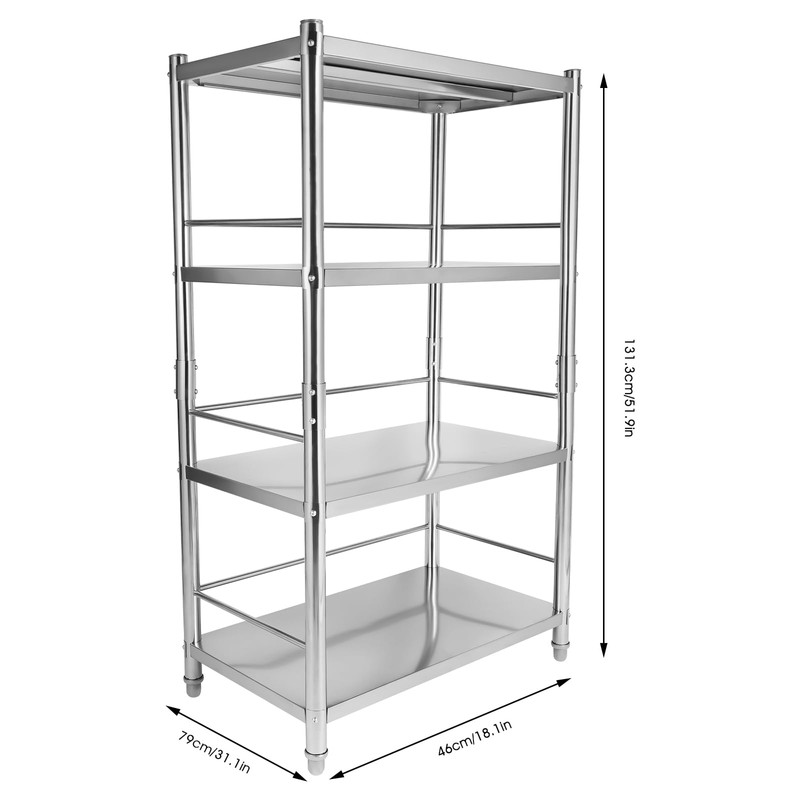 DDBESSIC Stainless Steel Shelves 4 Tier 31x18x52in Adjustable Shelf Storage