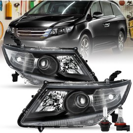 SOCKIR Headlight Assembly Fit 2011 2012 2013 2014 2015 2016 2017 Honda Odyssey 4-Door W/Bulbs OE Style Headlights Headlamps Replace 33150TK8A01 HO2502142 (Left Driver Side)