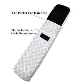 ALLENLIFE Women's Heat Resistant Neoprene Curling Iron Holder Flat Iron Curling Wand Travel Storage Cover Case Bag Pouch -Water-Resistant (Grey Chervon )